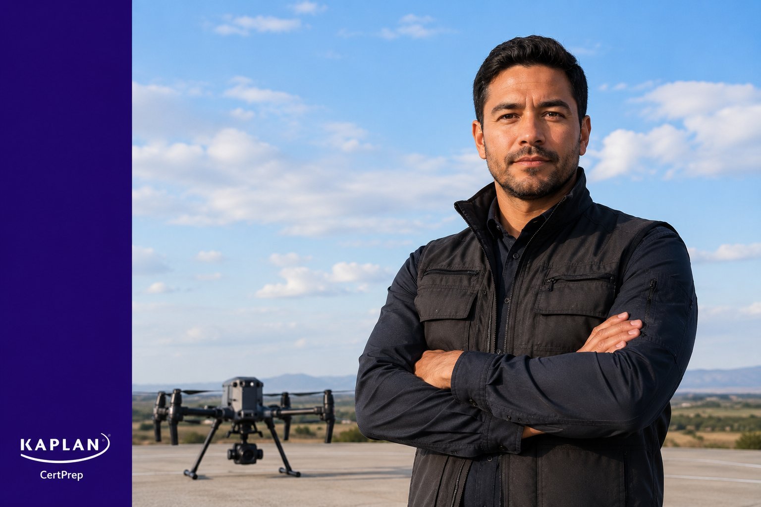 Drone pilot preparing for FAA Part 107 certification exam