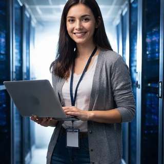 IT professional in server room